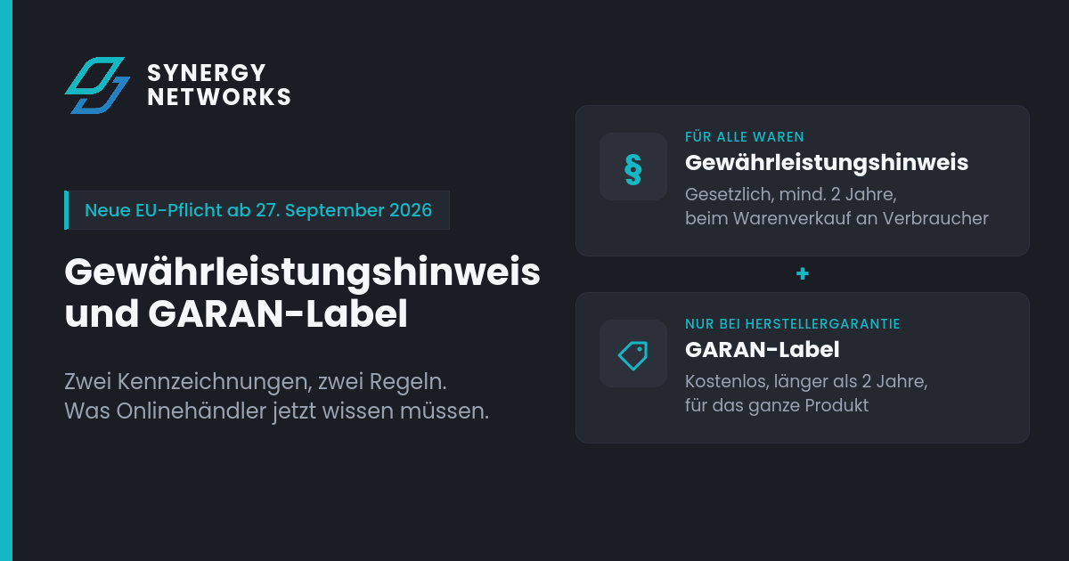 Legal Guarantee Notice and GARAN Label from 27.09.2026